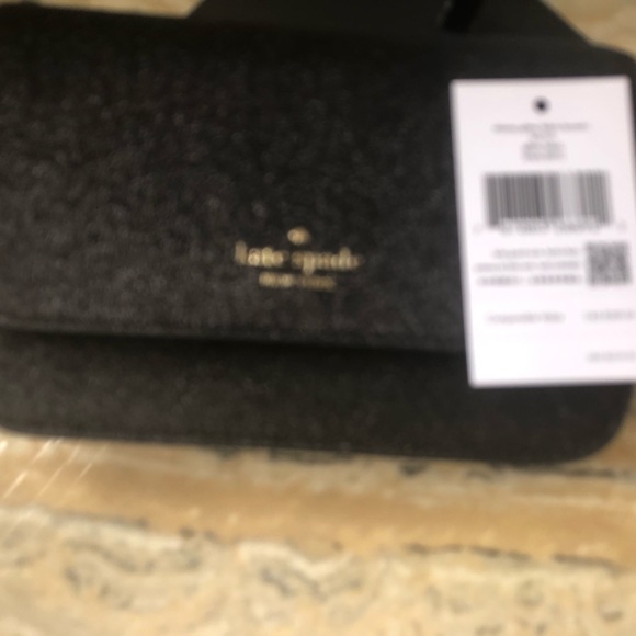 NWT KATE SPADE Shimmer Glitter Fabric Black Crossbody-Clutch K4710 - Picture 7 of 10